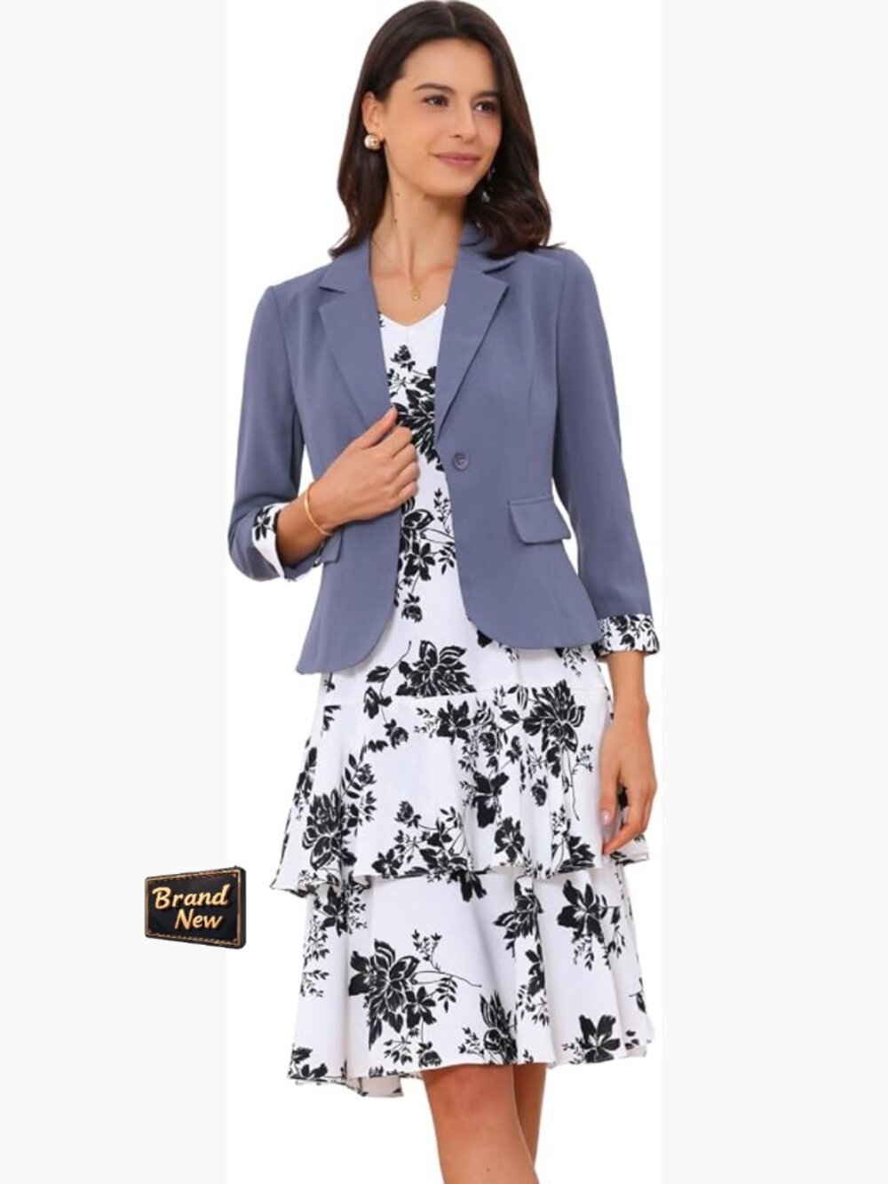 2 Piece Suit Set Floral Dress with Blazer